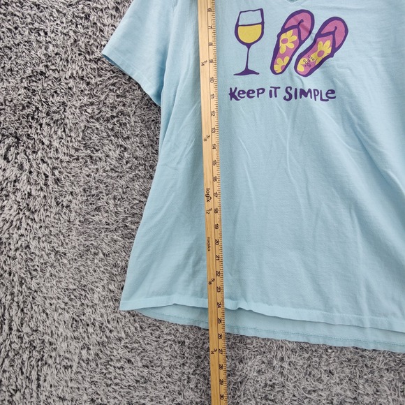 Life is Good Womens Coastal Beachy Crusher Tee XL Blue Wine Flip Flops Graphic - Picture 4 of 16